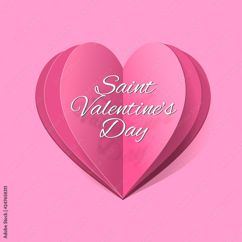 Paper folded vector heart with Happy Valentines Day text