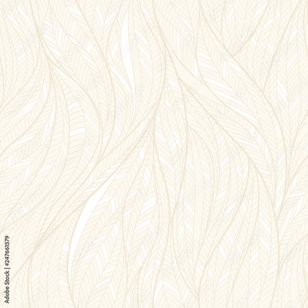 Cream seamless waves leaves pattern