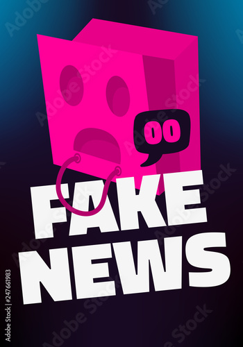 Fake News Conceptual Design Concept With Inverted Pink Paper Shopping Bag With Holes For Eyes And Mouth Over The Head Vector Media.