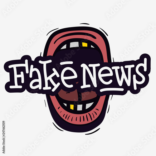 Fake News Screaming Mouth Hand Drawn Doodle Style On A White Background Vector Media