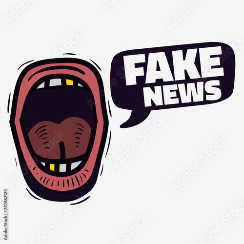 Fake News Screaming Mouth Hand Drawn Doodle Style On A White Background Vector Media