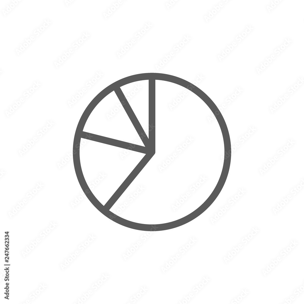Pie chart, graphs in segments line icon. Pie chart, graphs in segments line icon.