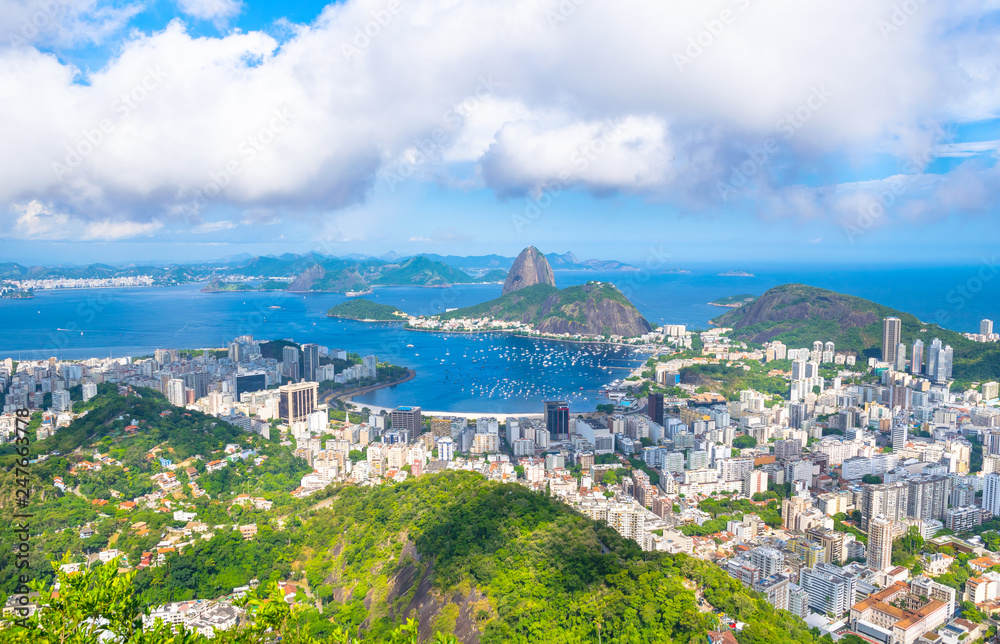 Beautiful cityscape of Rio de Janeiro city with Sugarloaf Mountain and Guanabara Bay - Rio de Janeiro, Brazil Beautiful cityscape of Rio de Janeiro city with Sugarloaf Mountain and Guanabara Bay - Rio de Janeiro, Brazil