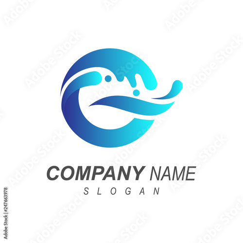 wave letter g logo template