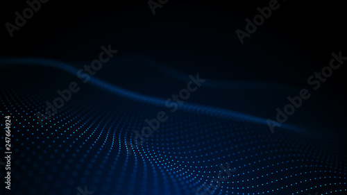 Image of the loose wave consisting of points. Abstract futuristic background. Blue design for background. Big data. 3D rendering.