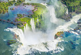 Beautiful aerial view of Iguazu Falls from the helicopter ride, one of the Seven Natural Wonders of the World - Foz do Iguaçu, Brazil