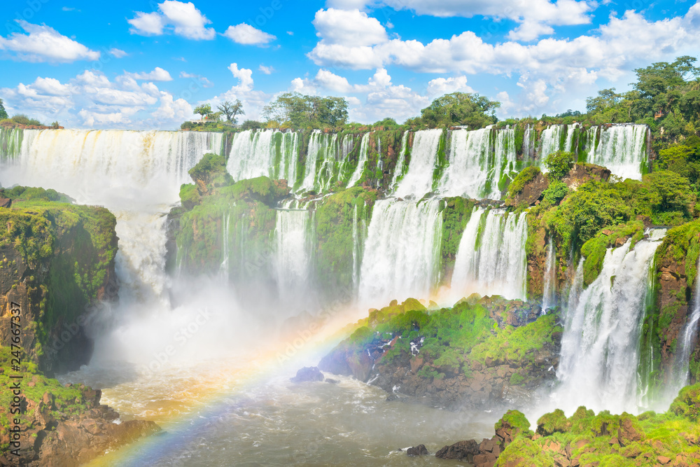 Beautiful view of Iguazu Falls from argentinian side, one of the Seven Natural Wonders of the World - Puerto Iguazu, Argentina