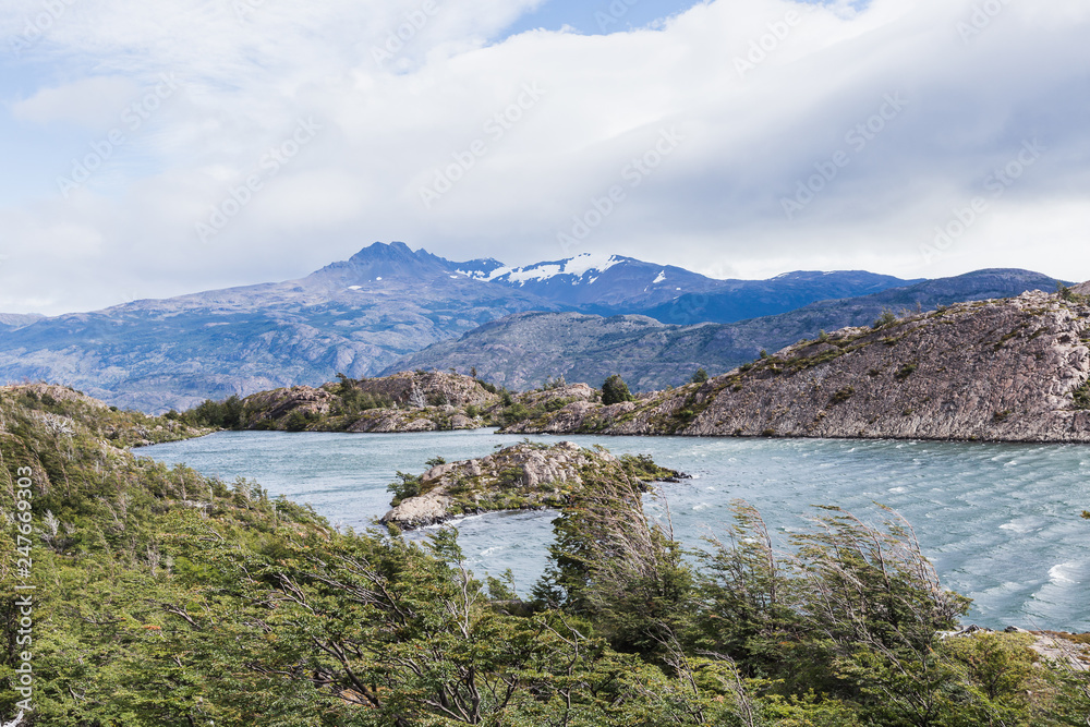 View of Glacier Grey Lake in Torres del Paine National Park