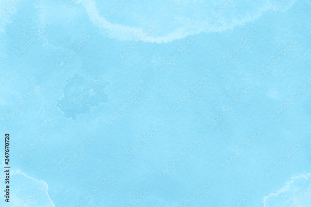 Watercolor blue texture with abstract washes and brush strokes on the white paper background. Digital paper background. Watercolor blue texture with abstract washes and brush strokes on the white paper background. Digital paper background.