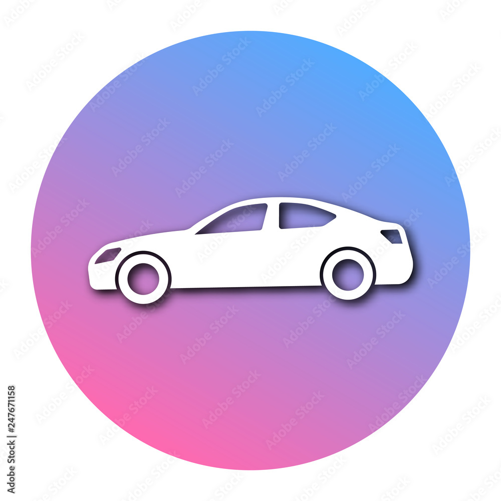White car in circle with modern gradient White car in circle with modern gradient