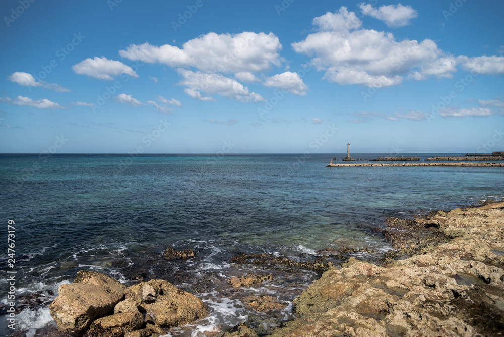 Rocky coast beach west of Havana in the neighborhood of Miramar: Havana. Cub