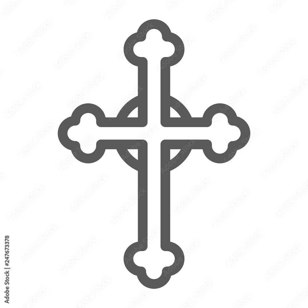 Cross line icon, church and religion, christian cross sign, vector graphics, a linear pattern on a white background. Cross line icon, church and religion, christian cross sign, vector graphics, a linear pattern on a white background.