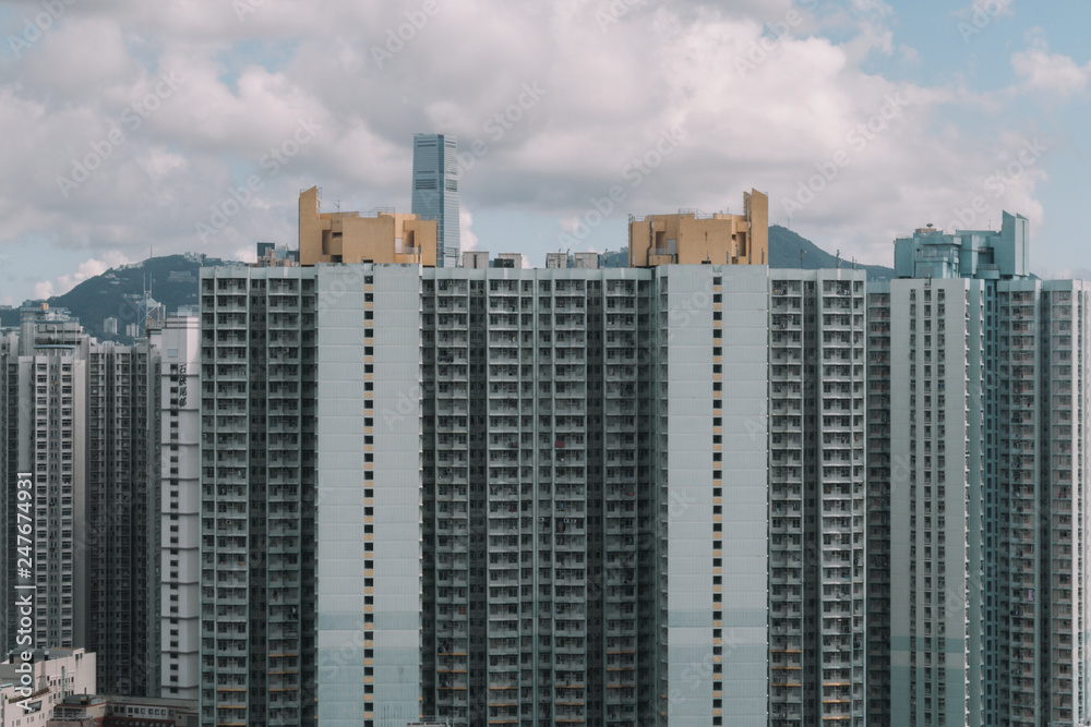 blue residential building in Hong Kong