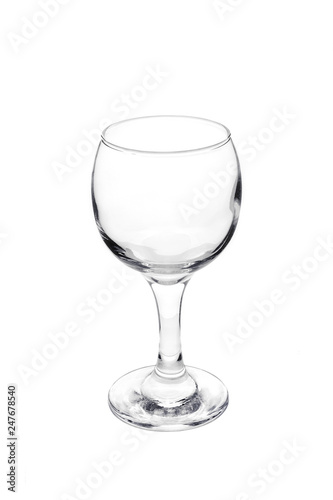 Glass wine glass on white background, tableware, isolated, close-up