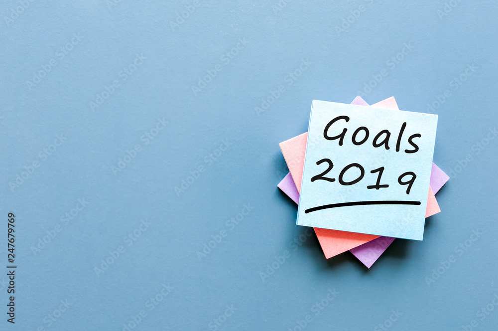 2019 goals on blue background. Goal, dreams and New Year's promises for the next year 2019 goals on blue background. Goal, dreams and New Year's promises for the next year