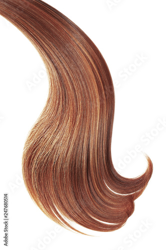 Henna hair, isolated on white background. Long ponytail
