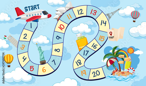 Board Game template travel theme
