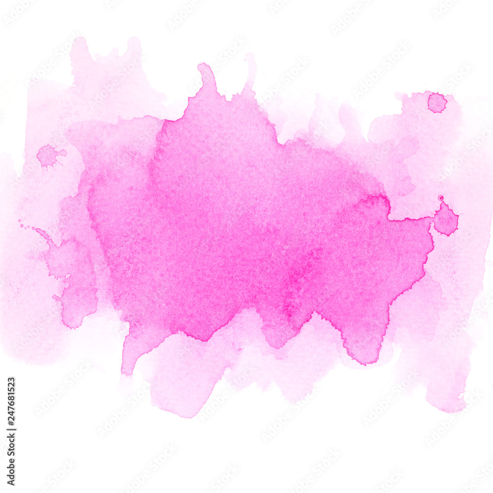 brush splash color pink watercolor on paper.