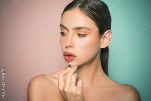 Skin Beauty. Skin care concept. Face cream. Beautiful Young Woman Face With Fresh Skin.