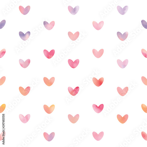 Vector seamless pattern with watercolor hearts