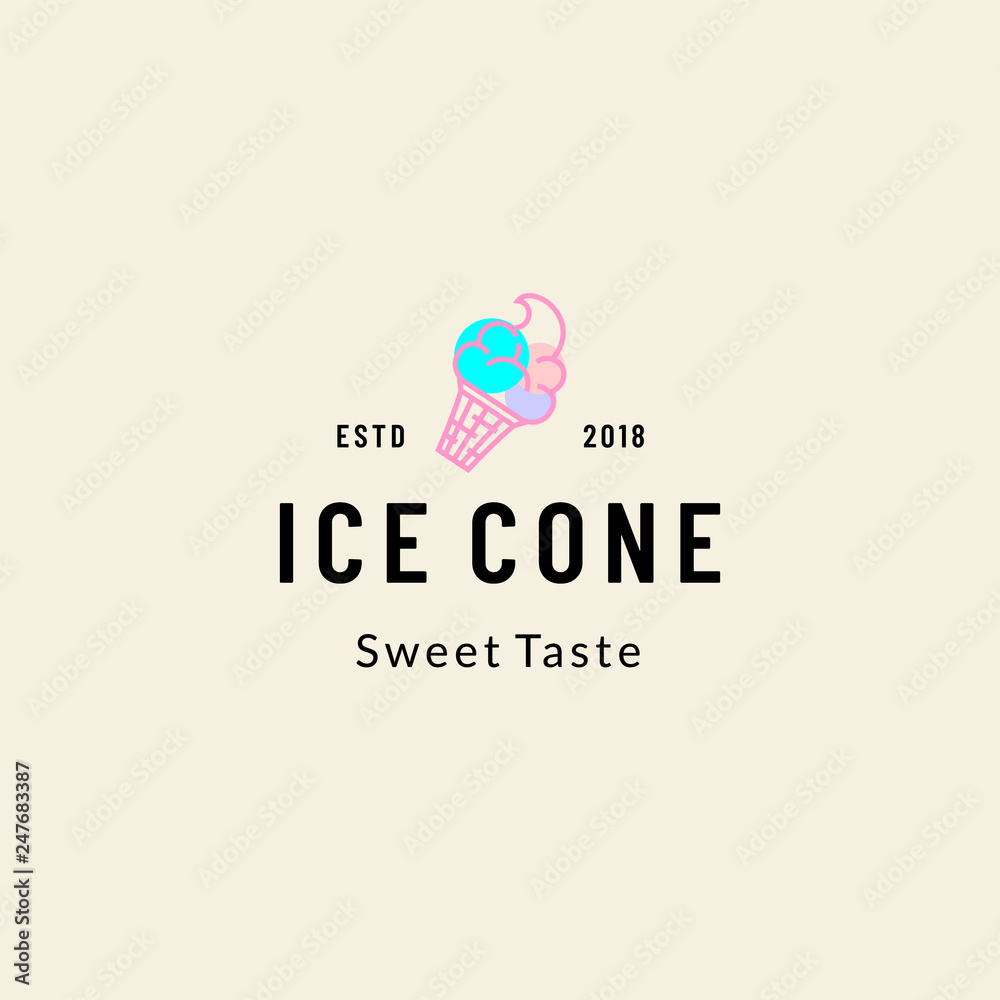 Ice cream cone logo icon vector template illustration