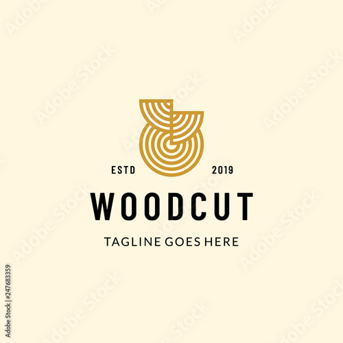 Woodcut logo icon vector template illustration