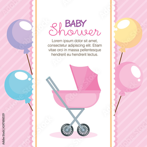 baby shower card with cart