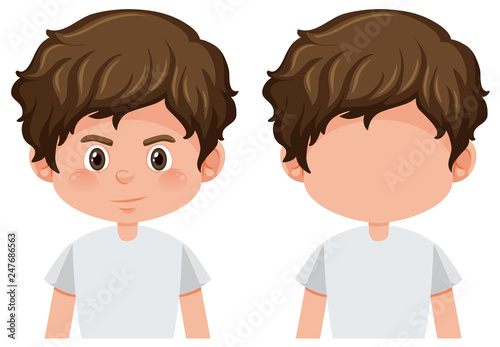 Set of brunette boy character