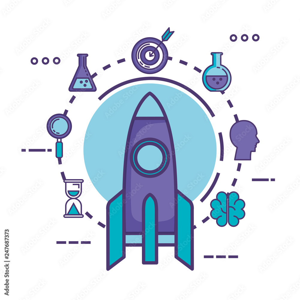 rocket launcher with innovation icons rocket launcher with innovation icons