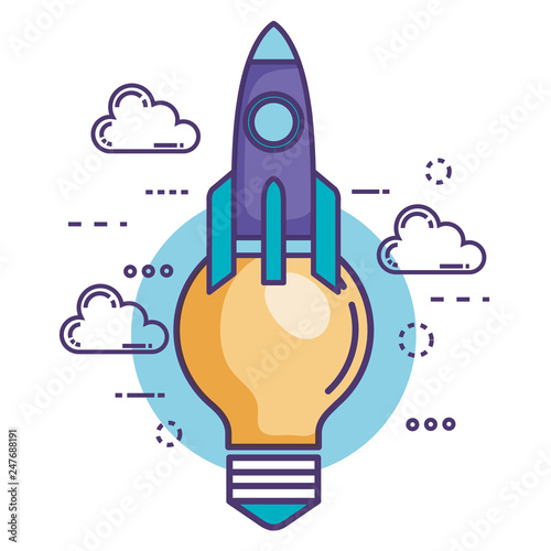 bulb light with innovation icons