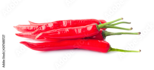 Hot red chilli pepper isolated on white background