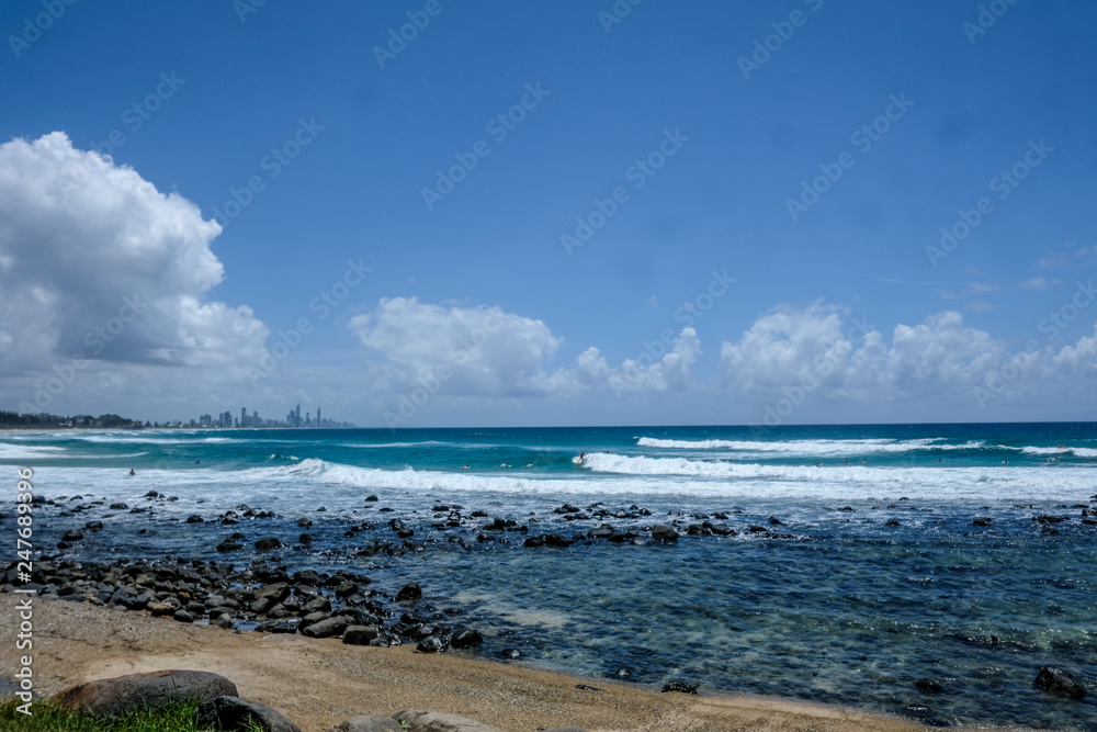 View from Burleigh Beach of Surfers Paradise