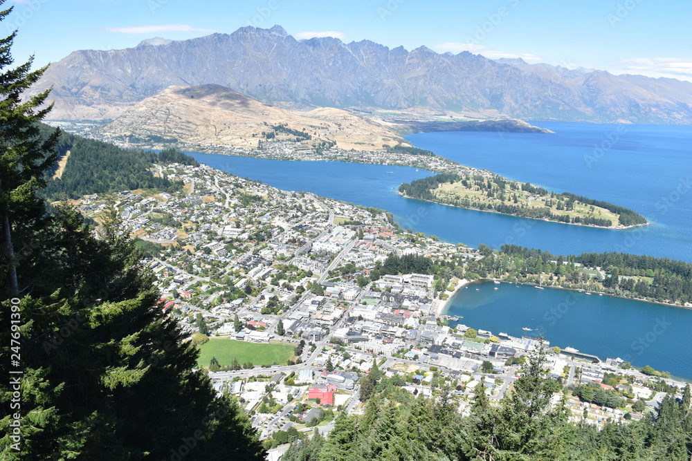 A scenic view of Queenstown from the gondola in New Zealand
