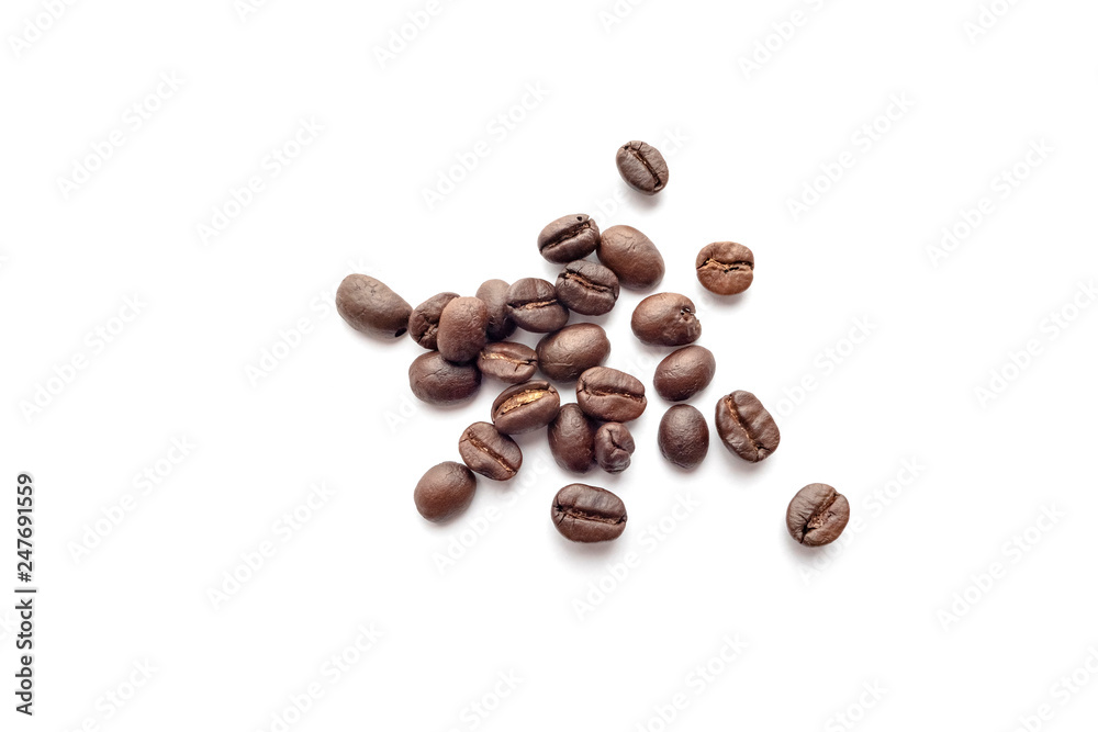 Coffee beans isolated on white background. Close-up. Coffee beans isolated on white background. Close-up.