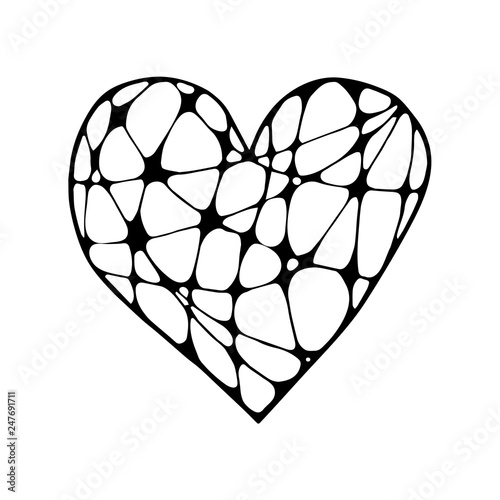 Vector hand drawn heart in zenart style