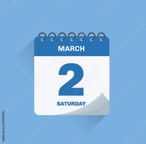 Day calendar with date March 2.