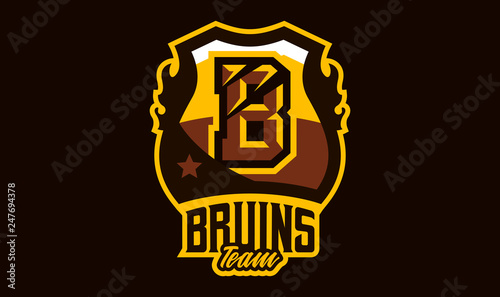 Colorful logo, emblem, letter the scratched claw angry bear, grizzly. Vector illustration, dynamic and sporty style, printing on T-shirts