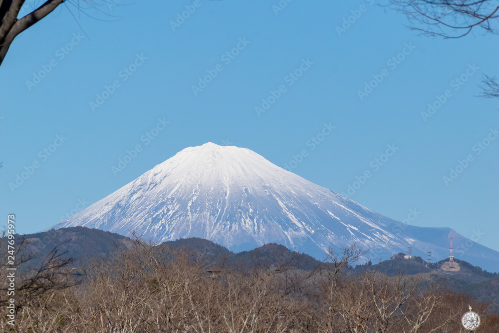 Fototapeta premium Góra Fuji widziana z Johoku Park (miasto Shizuoka)