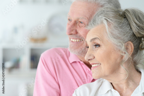 portrait of a happy senior couple at home