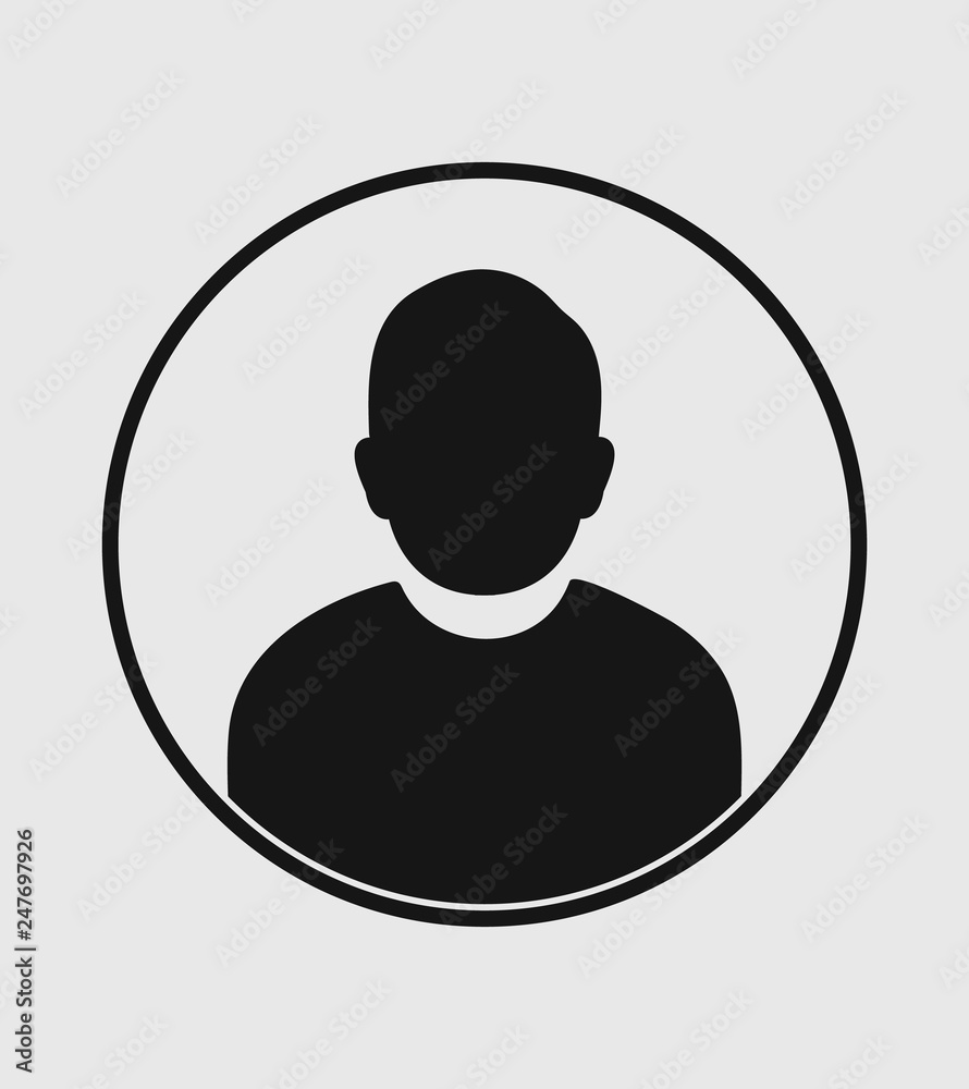 Man profile Icon with circle shape on gray Background Man profile Icon with circle shape on gray Background