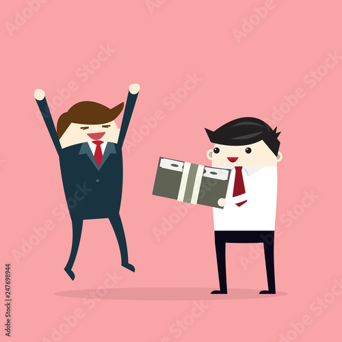 Investors get money from investors in the insurance business with the bank, businessman get money concept