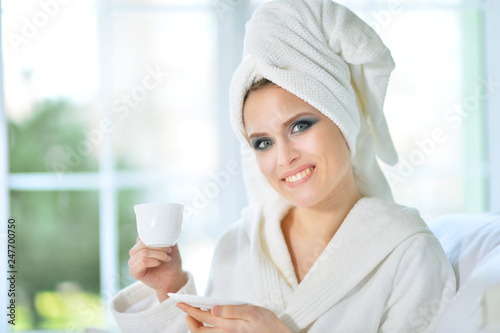 beautiful young woman after shower