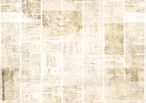 Newspaper with old grunge vintage unreadable paper texture background