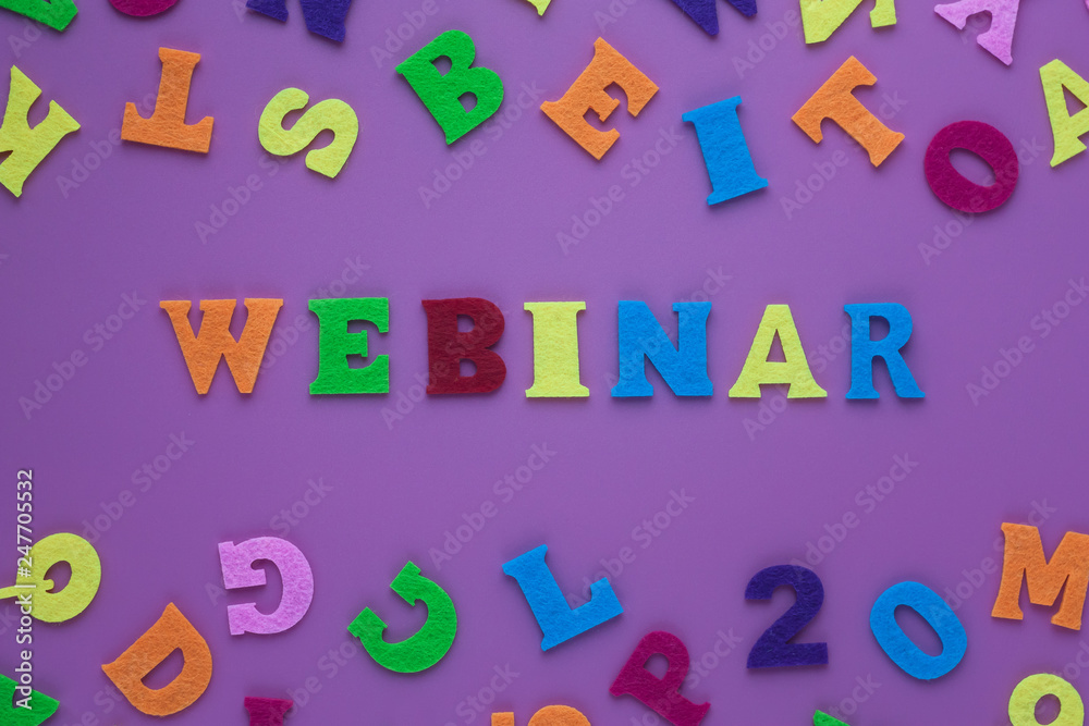 inscription webinar on a purple background with multicolored letters. A word writing text showing concept of education, Motivation Advice For Personal Development. inscription webinar on a purple background with multicolored letters. A word writing text showing concept of education, Motivation Advice For Personal Development.