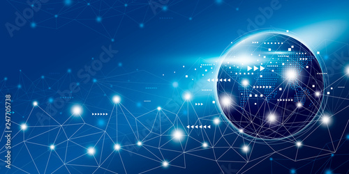 Global network connection design with copy space vector illustration