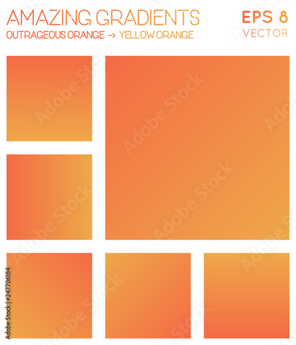 Colorful gradients in outrageous orange and yellow-orange color tones. Admirable gradient background, creative vector illustration.