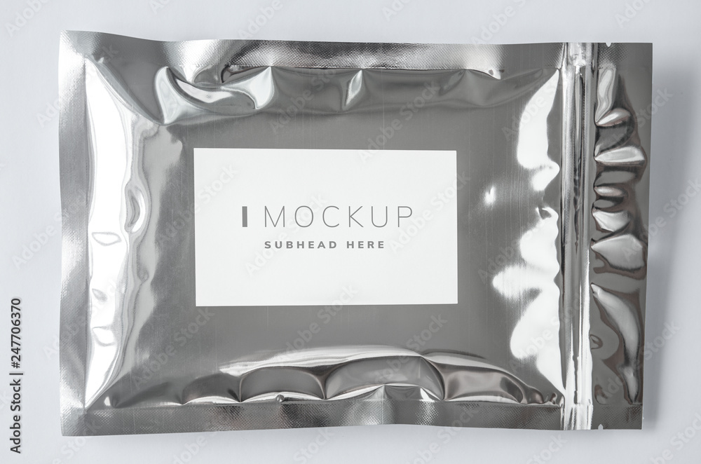 Resealable metallic packaging bag mockup Stock Photo Adobe Stock