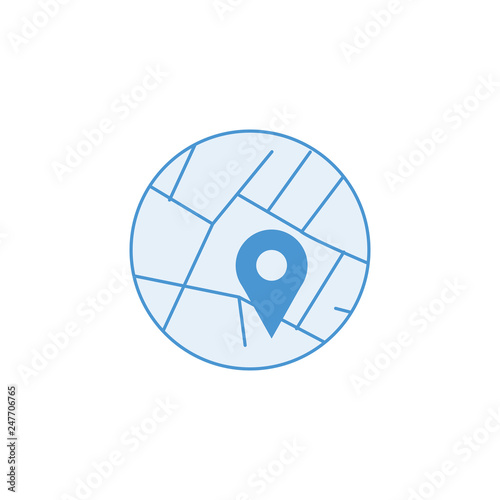 Map roads with marker in th...