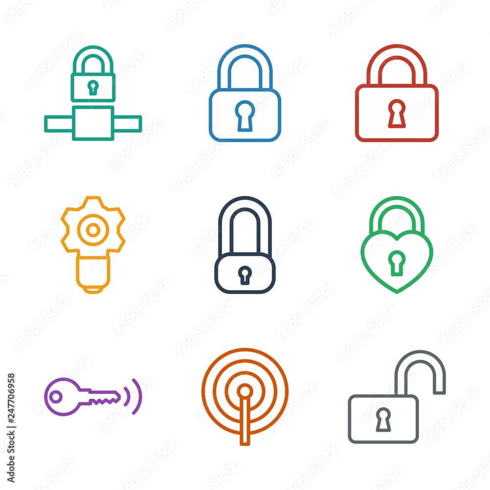 9 padlock icons