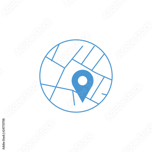 Map roads with marker in th...